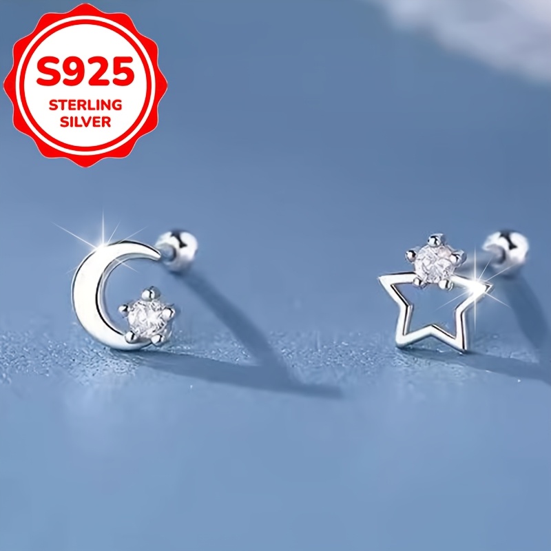 2pcs Women's S925 Pure Silver Rainbow Circle Earrings